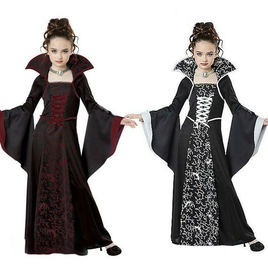Halloween Witch Vampire Cosplay Costume for Kids Girls Disfraz Carnival Dress Up Party Mujer Children's Performance Clothing