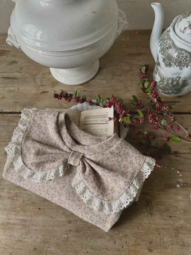 2024 Autumn New Baby Girl Long Sleeve T Shirts Infant Bow Bottoming Shirt Floral Casual Tops Toddler Kids Clothes Baby Tees