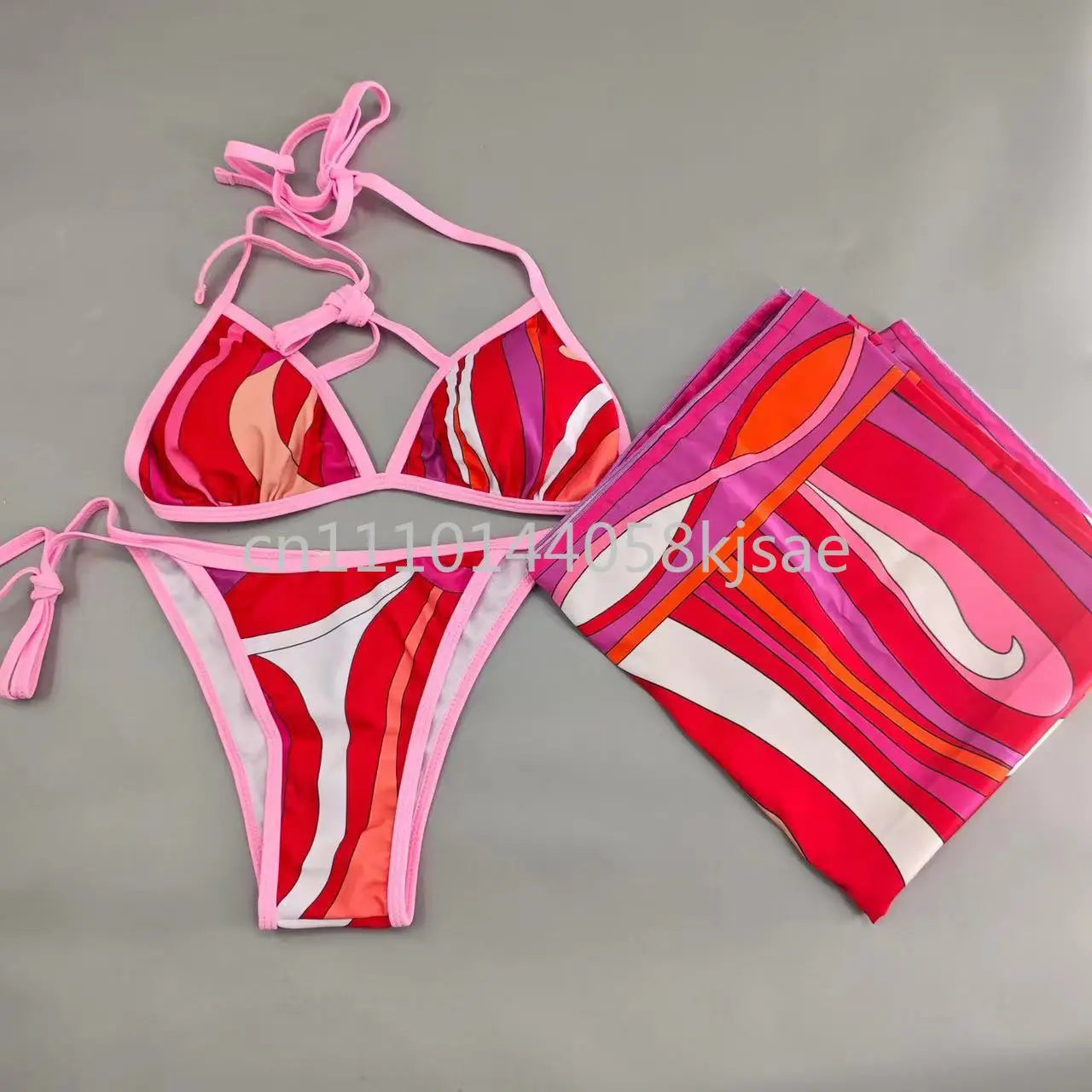 Luxury Design Women's Black Red Scarf Bikini Sets Letter Signature Logo Beachwear Designer Brand Lady Headband Swimsuit Swimwear