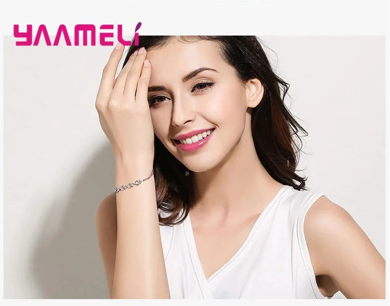 Top Sale 925 Sterling Silver Color Jewelry Gift Set Cube Cubic Zircon Necklace/Earrings/Bracelet/Ring for Wedding Engagement