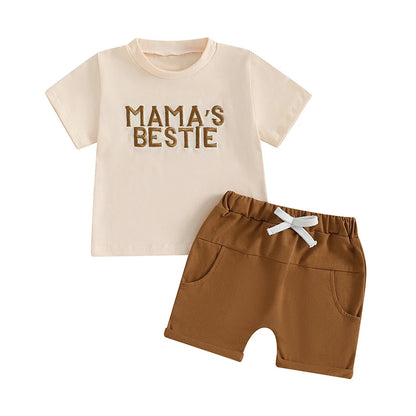 Toddler Boys 2-Piece Outfit Short Sleeve Graphic Tee with Elastic Waist Shorts Set for Summer Playdates and Adventures