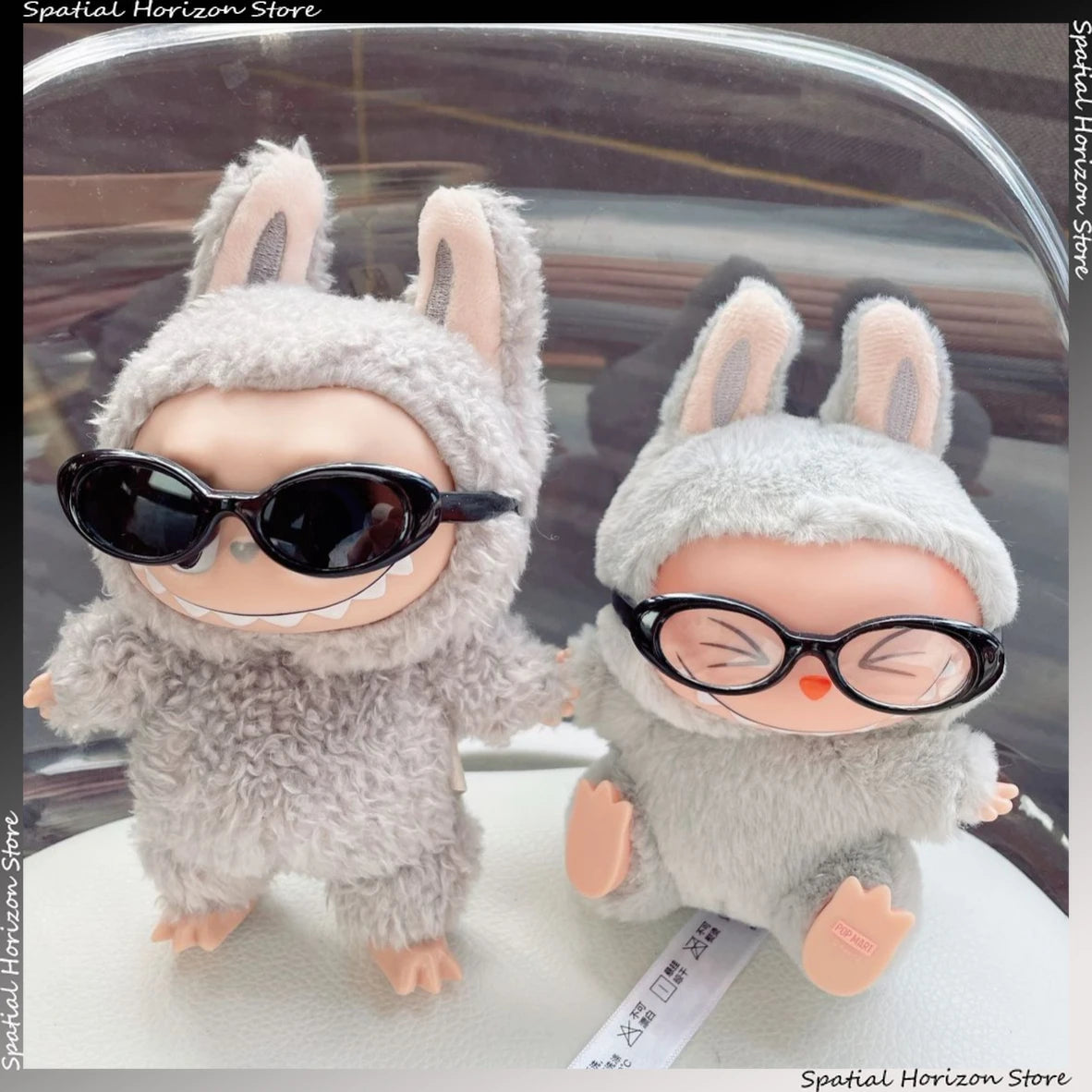 Mini Oval Sunglasses Labubu Fashion Transparent Plastic Glasses for Mini Plush Cotton Doll Kpop Idol Doll Sunglasses Accessories