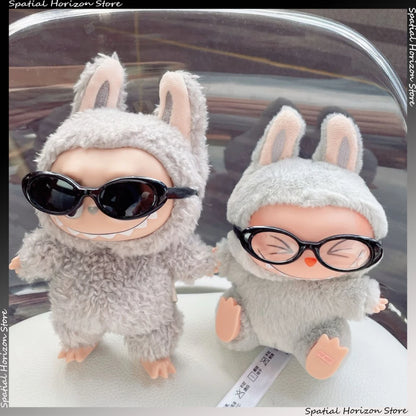 Mini Oval Sunglasses Labubu Fashion Transparent Plastic Glasses for Mini Plush Cotton Doll Kpop Idol Doll Sunglasses Accessories