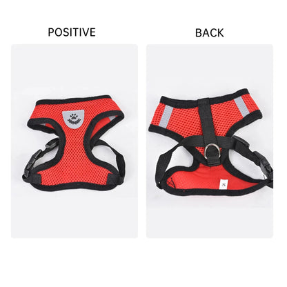 Nylon Adjustable Dog Harness Reflective Soft Breathable  Pull Dog Harness Vest Pet Harness and Leash  Walking Pet Supplies
