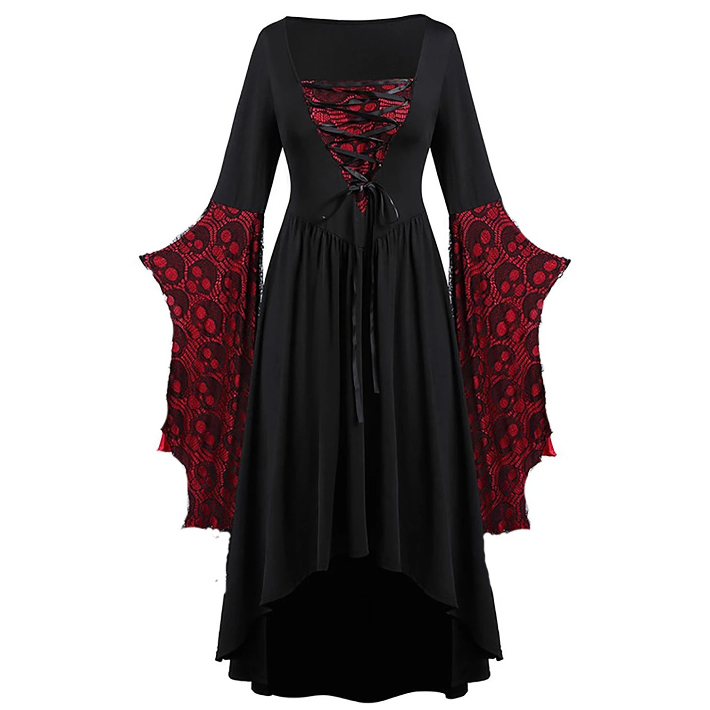 5XL Women Fashion Vintage Style Square Neck Party Dress Women Cosplay Dress Retro Midi Gown Dress Gothic Dresses Women Clothing