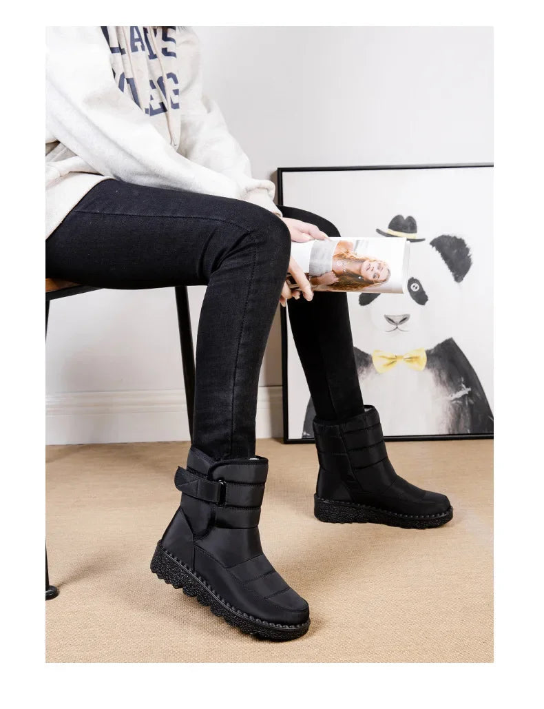 Waterproof Winter Boots for Women 2025 New Faux Fur Long Plush Snow Boots Woman Platform Shoes Warm Cotton Couples Ankle Boots