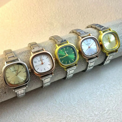 Chic Design Minimalist Women Men Squarel Quartz Watch Stainless Steel Strap Fashion Party Birthday Daily Perfect Gift