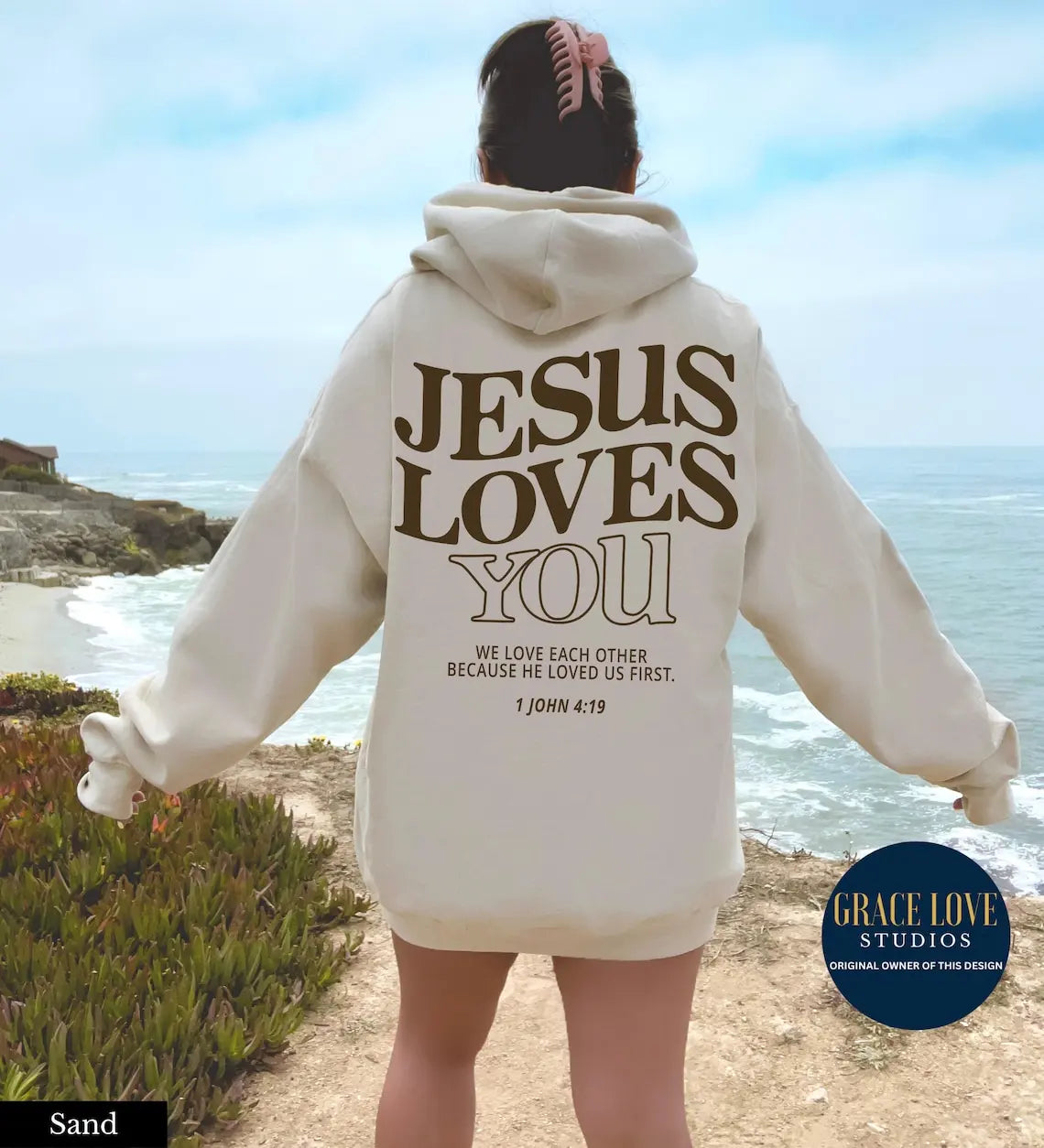Jesus Loves You Print Hoodies for Women's Y2K Clothes Long Sleeve Fun Graphic Hooded Sweatshirts 2023 Fall Winter Pullover Tops