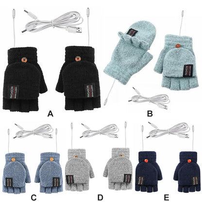 USB Electric Heated Gloves Adjustable Temperature Full Half Finger Warmer Touchscreen Electric Thermal Gloves Warm Winter Warmer