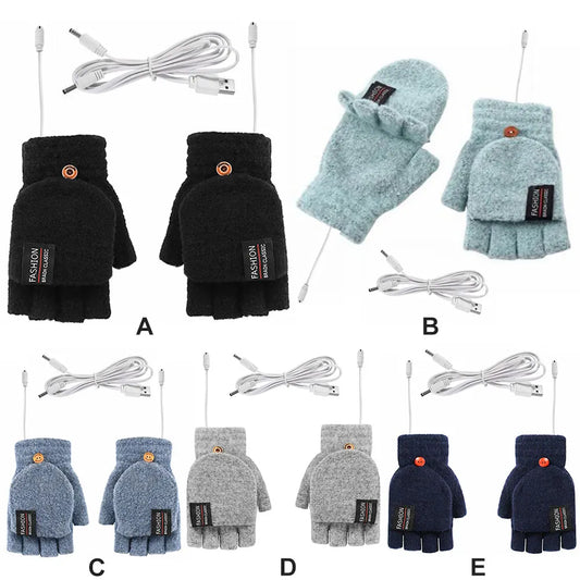 USB Electric Heated Gloves Adjustable Temperature Full Half Finger Warmer Touchscreen Electric Thermal Gloves Warm Winter Warmer