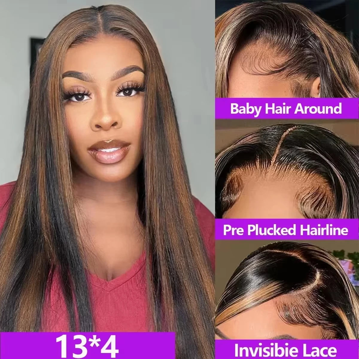 Lafino 200% Density P1B/30 Highlight 13x6 Lace Frontal Wig Human Hair Bone Straight Human Hair Wigs 13x4 Lace Frontal For Women