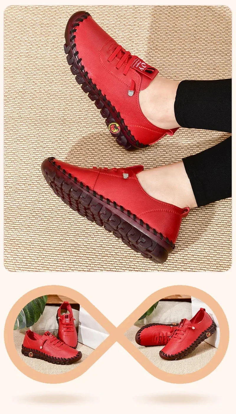 EtherealBe comfortable casual loafers for women in vibrant red with durable soles for everyday wear