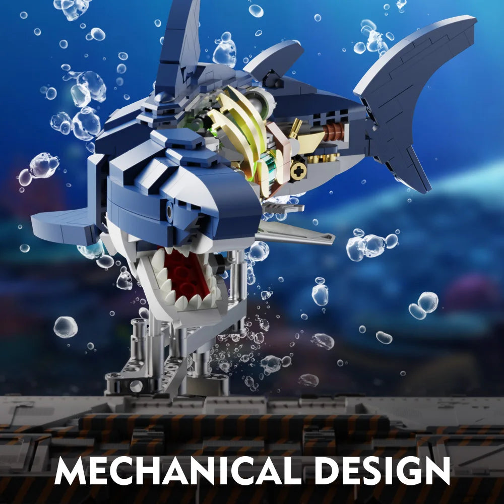 Shark Deep Sea Creature Building Kit Mechanical Shark Sea Creature Building Blocks Set Creative Gifts for Girls and Boys 687pcs