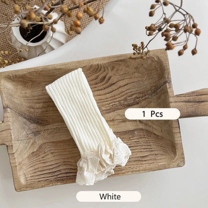 Autumn Baby Girls Leggings Ribbed Pants Cotton Lace Cuff  Toddler Kid Leggings Striped Casual Pants Kids Outfits Trousers