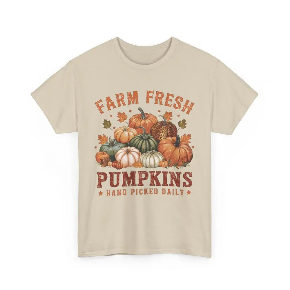 Farm Fresh Pumpkins Fall Lover Cozy Autumn Gift Unisex Cotton T-Shirt