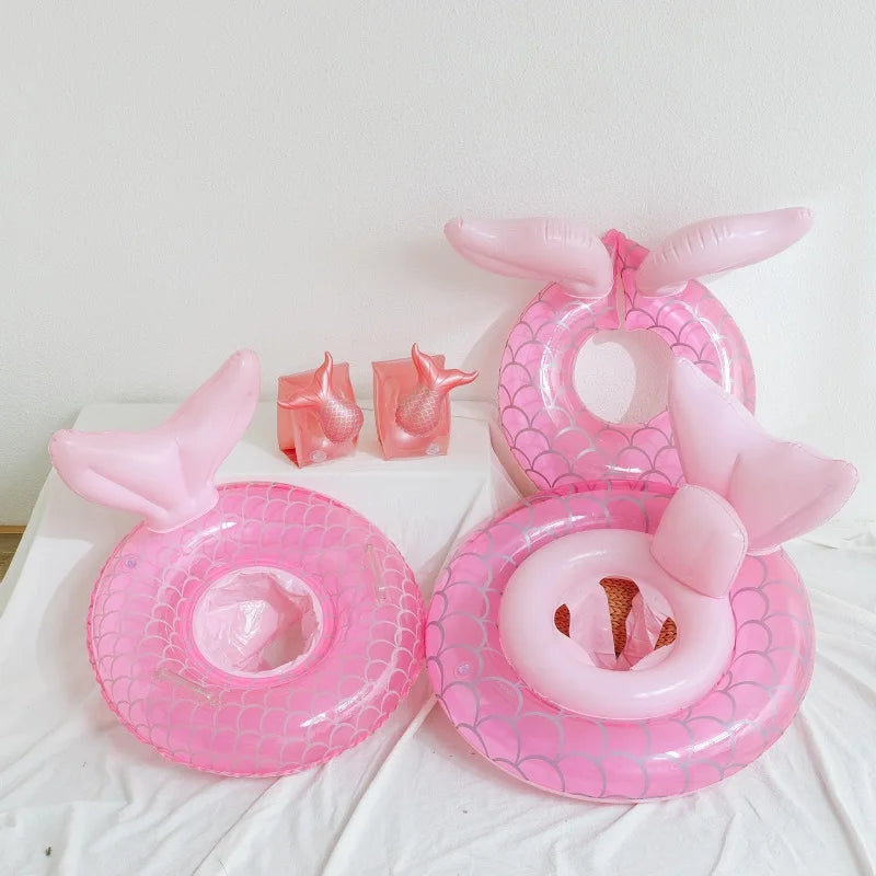 Rooxin Flamingo Swimming Circle Baby Infant Float Pool Swimming Ring With Sunshade Floating Seat Summer Beach Pool Party Toys