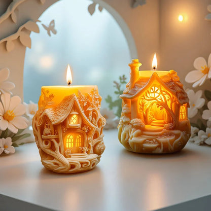 3D Embossed Tree House Silicone Candle Mold DIY Fairy Tale Forest House Aromatherapy Concrete Gypsum Mold Christmas Gift