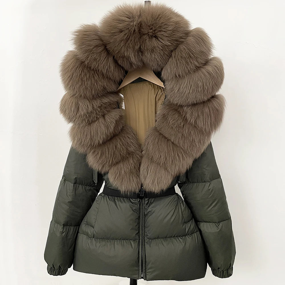 OFTBUY 2025 Winter Clothing Puffer Jacket Women Real Fox Fur Hooded Thick Warm 90% White Duck Down Coat Female Parkas Waterproof