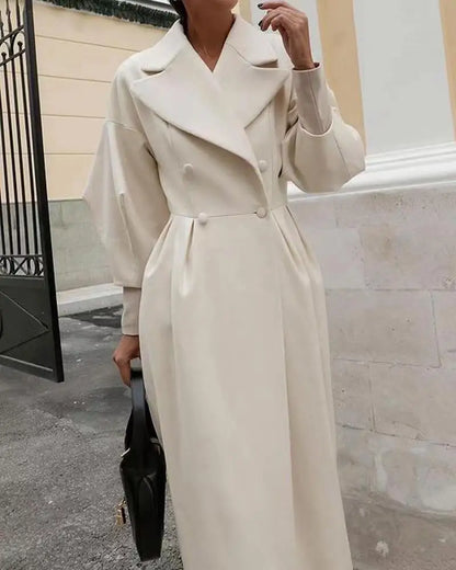 Winter Coat for Women Elegant Lantern Sleeve Lapel Collar Trench Coats Vintage Chic Long Jackets Overcoat 2023 Luxury Outwear