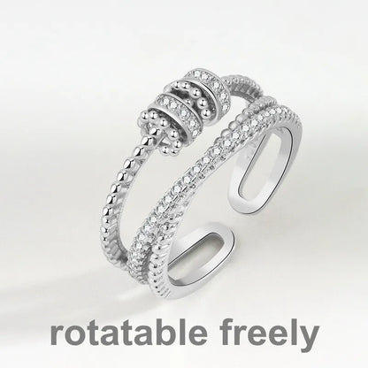 New Fidget Beads Rings for Women Men Rotate Freely Anti-stress Anxiety Ring Worry Stress Relief Jewelry Adjustable Stacking Ring