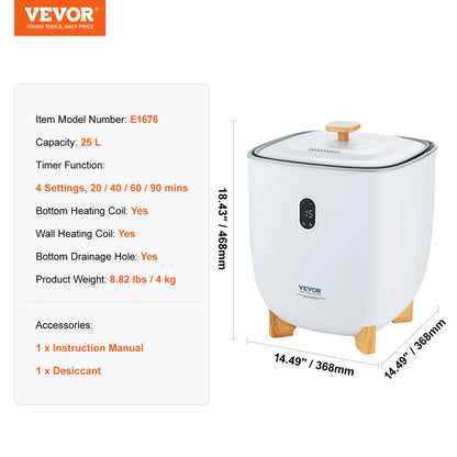 VEVOR Towel Warmer 20L/25L/35L Towel Warmer Bucket with Safety Shut Off Child Lock LED Screen for Bathroom Spa Bathrobe Blanket