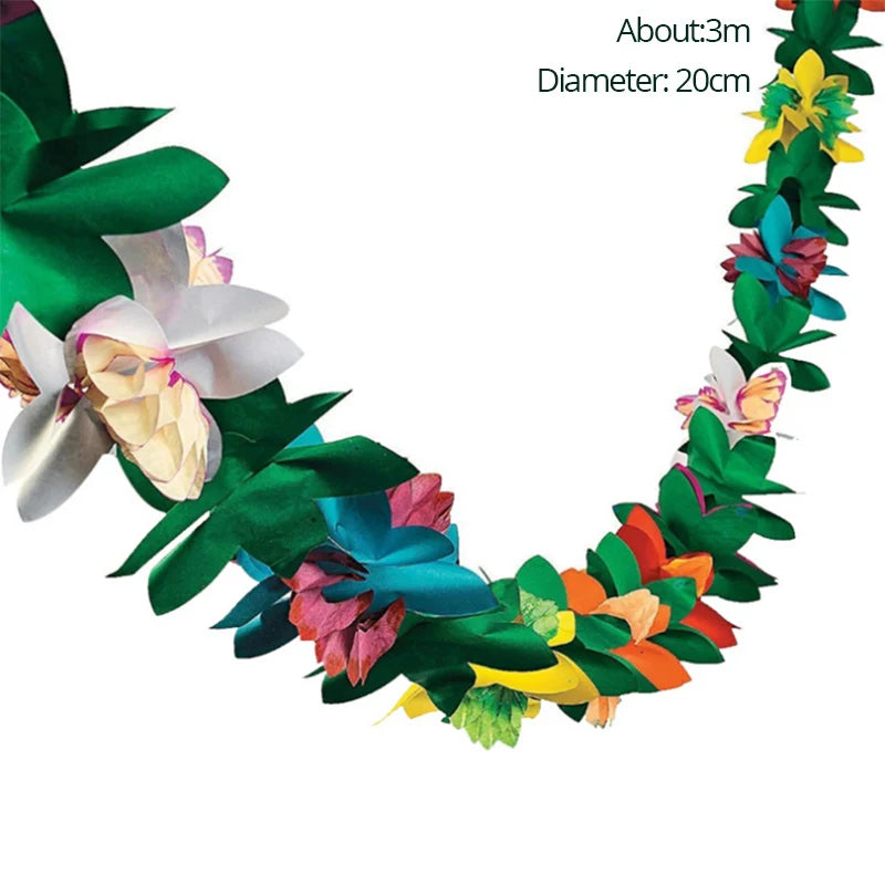 Hawaiian Party Decorations Flamingo Garlands Banner Balloons For ALOHA Luau Party Tropical Summer Beach Birthday Party Supplies