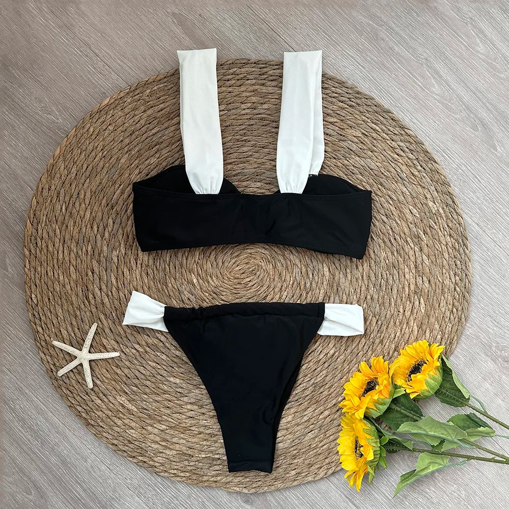 Black Bikini 2024 Sexy Micro Mujer Bikini Set Women Swimsuits Female Swimwear Brazilian Biquini Swimming Suit Solid Beachwear