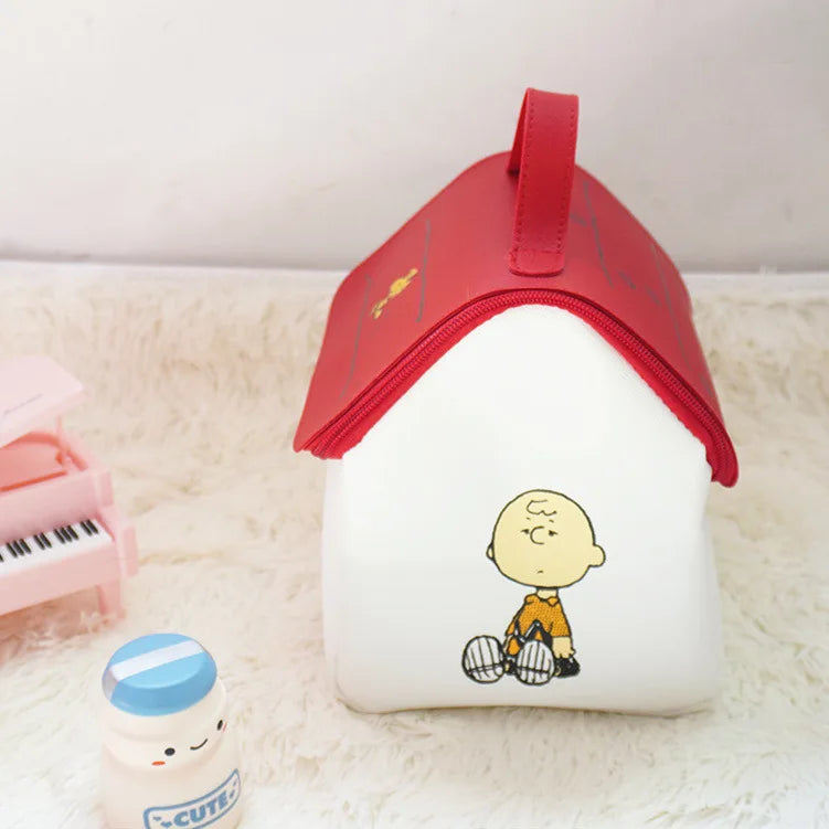 Snoopy Cosmetic Bag Anime Girl Wash Bag High Capacity House Shape Storage Bag Student Portable Cosmetic Bag Simple Wholesale