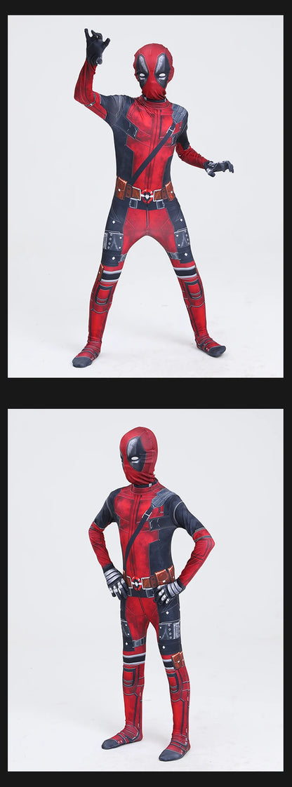 Dead Cosplay Pool Cosplay Kid Costume Child Superhero Roleplay Disguise Outfits Headgear Gloves Halloween Party Fantasia Suits