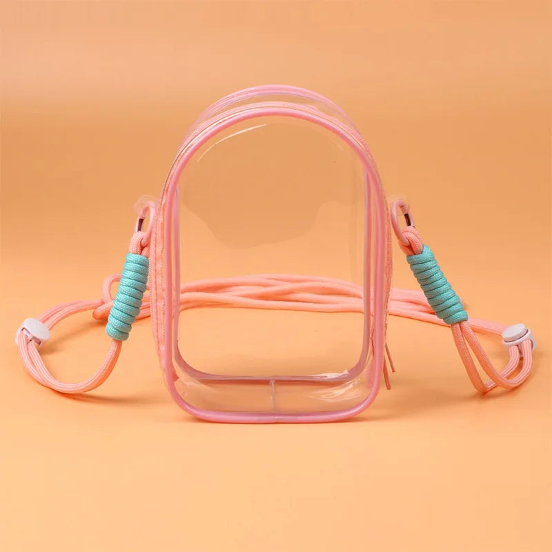 Labubu Protect Case Creative Transparent Colored Ball 15cm Labubu Sitting Party Protection Shoulder Bag Pain Bag PVC Storage Bag