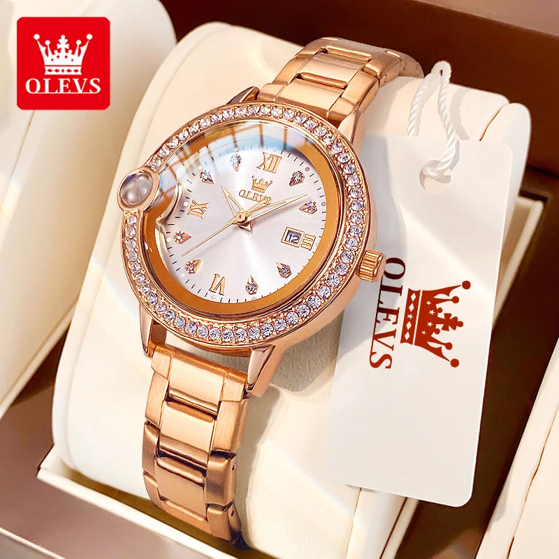 OLEVS 5588 Original Certification Women's Watches Love Expressing Watch Quartz Watch for Lady's Waterproof Date Dress Wristwatch