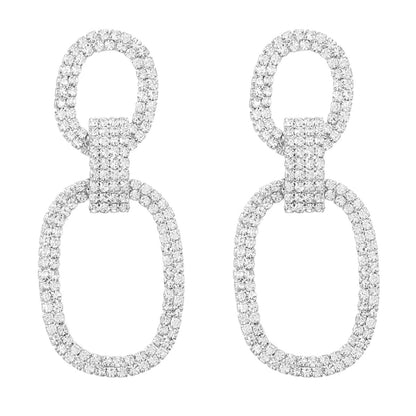 Fashion New  Shiny Double-Sided Hanging  Hollow Rhinestone Earrings Pendant Temperament  women's Jewelry
