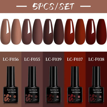 LILYCUTE 4/5Pcs/Set 7ML Nude Pink Gel Nail Polish and Translucent Jelly Nail Art Gel Semi Permanent Soak Off Design Manicure Set