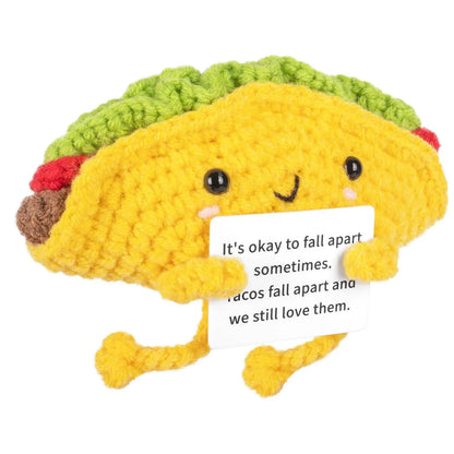 Funny Handwoven Positive Energy Coffee Cup Support Emotional Home Room Decoration Plush Knitting Doll Birthday Christmas Gift