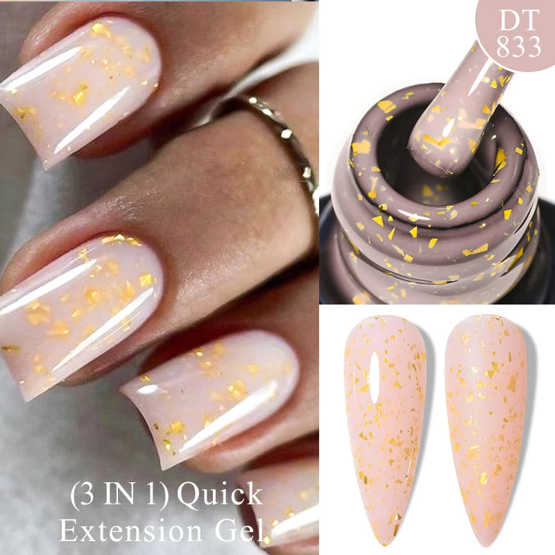 MEET ACROSS 7ml Rubber Base Gel Glitter Nude Pink White 2 In 1 Gel Nail Polish Nail Art Varnish For Nails Winter Autumn Manicure