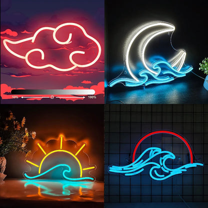 Sunrise Sunset Neon Sign Moon over Sea  LED Light Twilight Wave  Wall Signs for Room Decor Anime Neon Light Acrylic cloud Sign