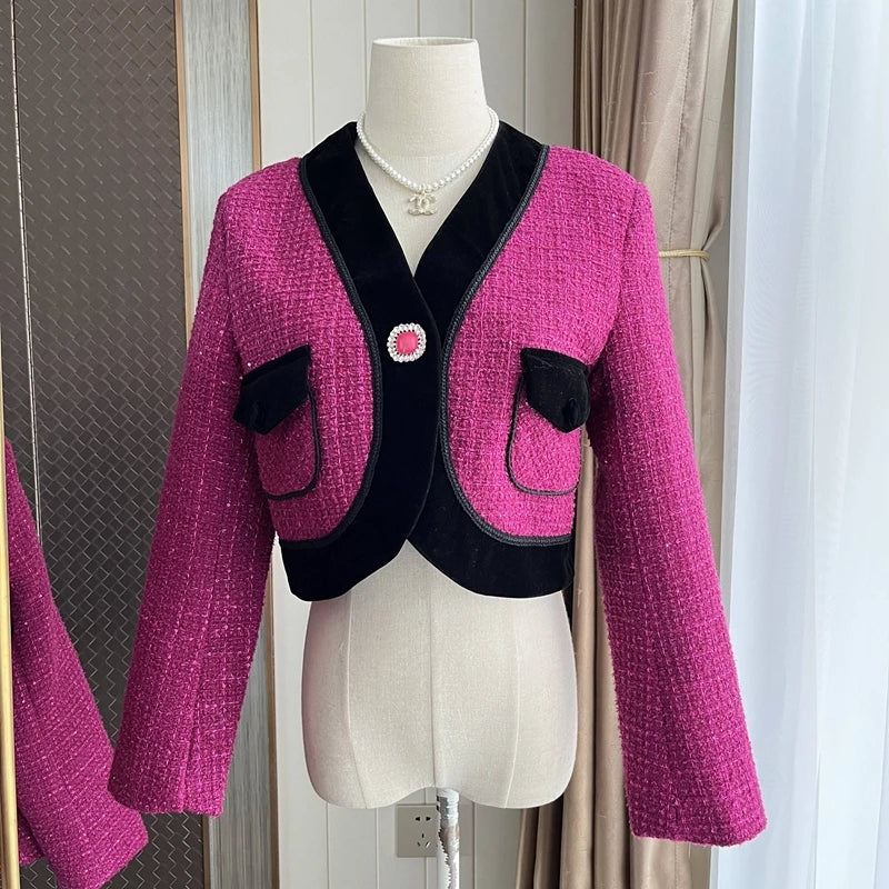 EtherealBe Sweet Pink Tweed Blazer for Ladies