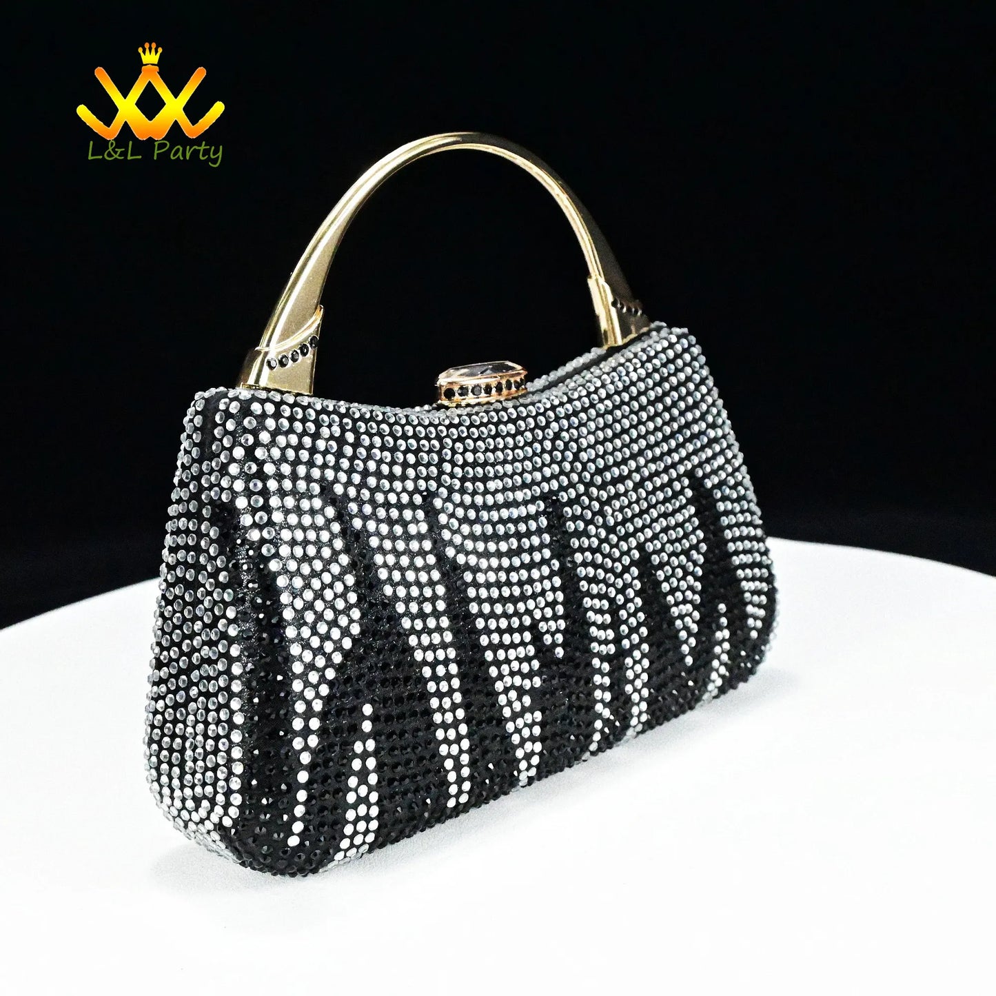 EtherealBe Gold Rhinestone Fashionable shoes and bag set