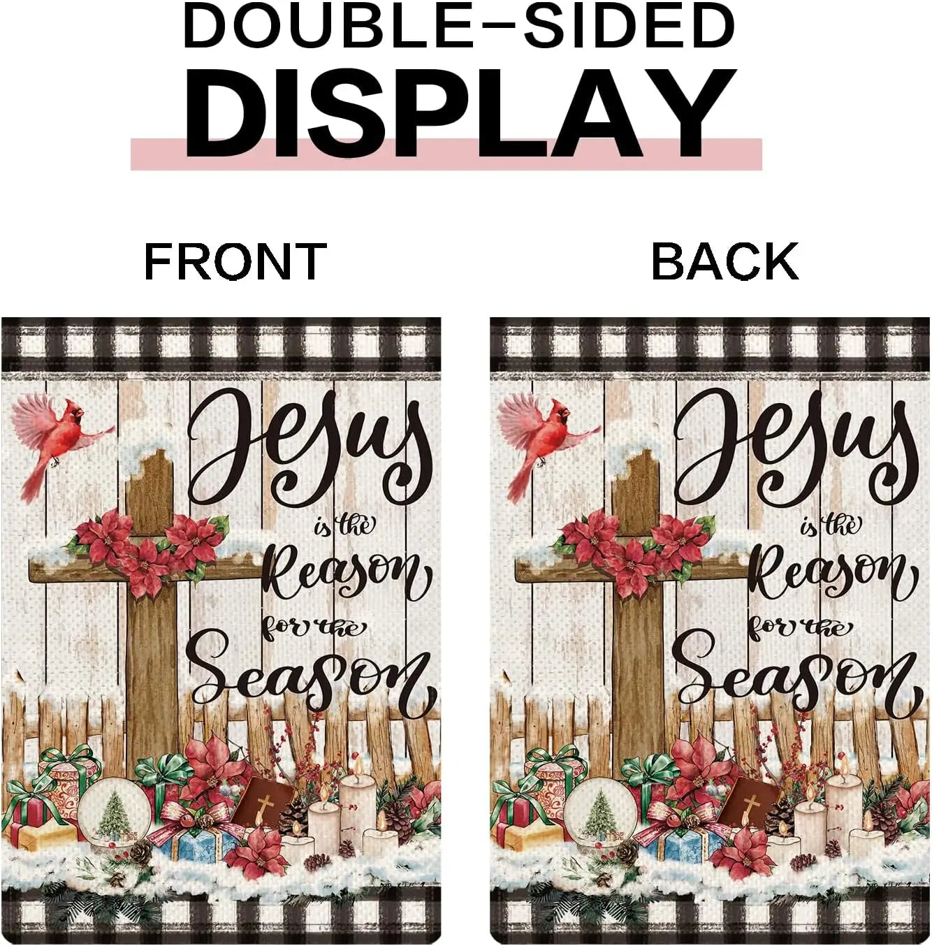 Christmas Jesus is the Reason for the Season Christian Garden Flag 12x18 Cardinal Jesus Nativity Religious Holiday Decor Xmas Cr