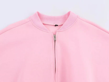 HH Women Casual Solid Coat Flared Pants Suits Long Sleeve Zipper Bomber Jackets 2025 New Fashion Lady Chic Outfit 2 Piece Set