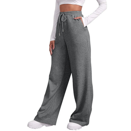 Women’s Drawstring Sweatpants Wide Straight Leg Pants Solid Color Sweatpants Casual Pants For Women 2024 Spring Emale Clothes