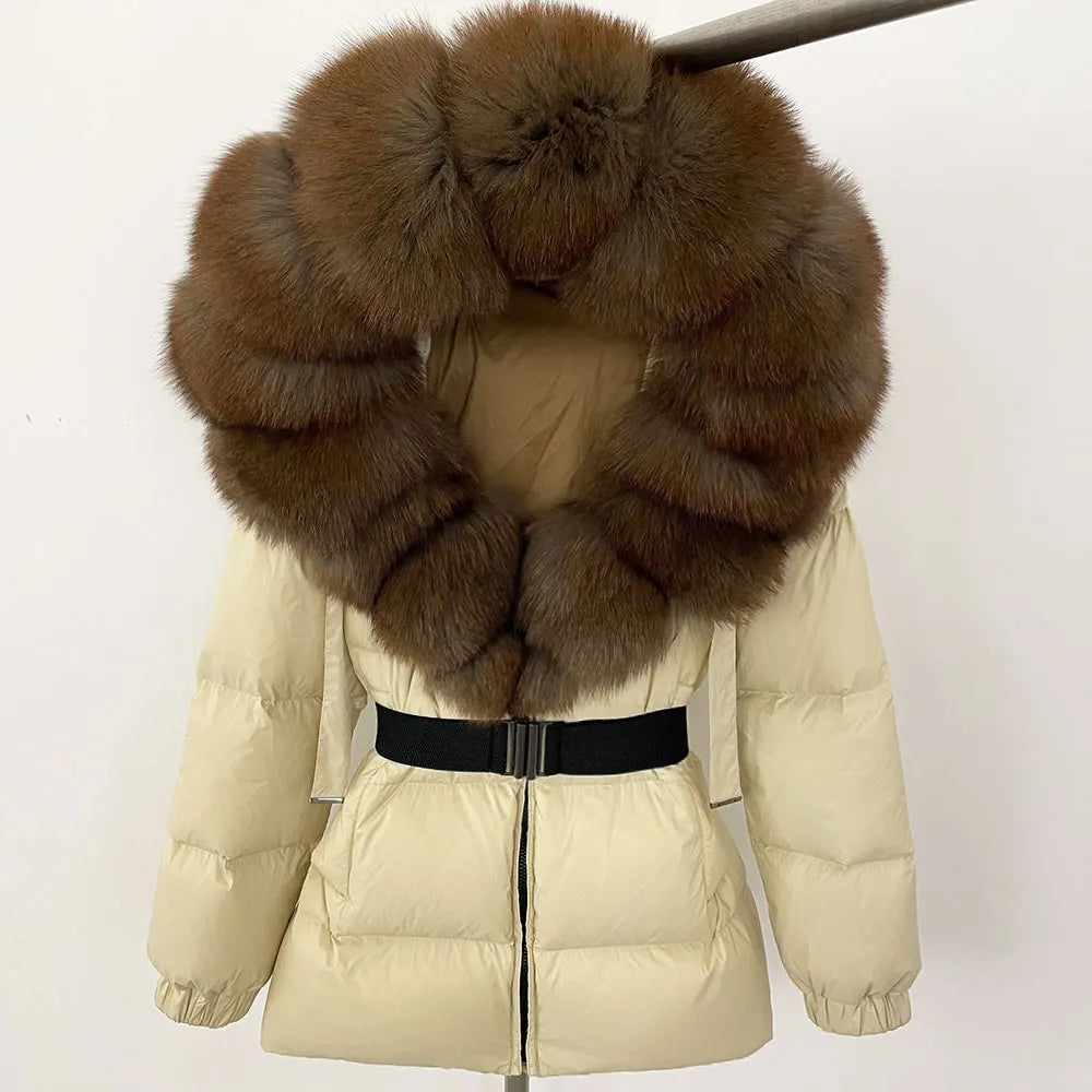 OFTBUY 2025 Winter Clothing Puffer Jacket Women Real Fox Fur Hooded Thick Warm 90% White Duck Down Coat Female Parkas Waterproof