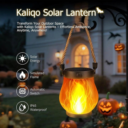 Camping Lamp Solar Flame Lights Garden Lantern Flickering LED Light Decorative Yard Decor with Rope Halloween Party Home Decor