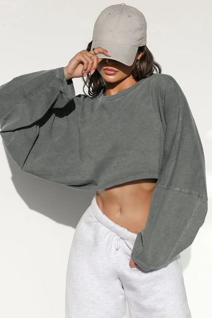 Autumn Winter Women's No Hat Hoodies Fashion O-neck Loose Long Sleeve Pullove Casual Workout Jogger Female Sexy Crop Sweatshirt