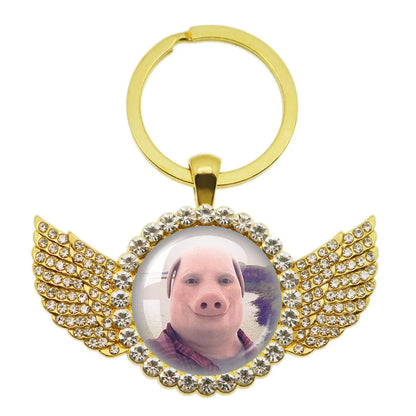 New John Pork Is Calling Answer Call Phone Humor Funny Pig Lover Graphic Meme Glass Dome Pendant Cabochon Keychain Jewelry Gifts