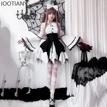 Halloween Maid Costume Cosplay Cute Sexy Costume Black And White Uniform Apron Dress Cute Bow Carnival Stage Performance Costume