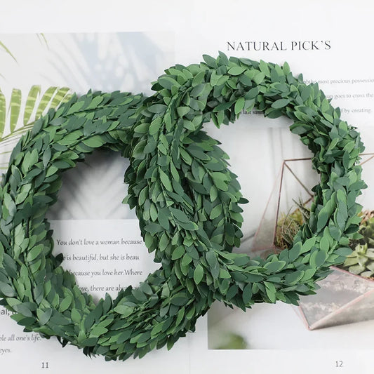 7 Meters Iron Wire Green Leaf Vine Wedding Decorative Flowers Wreaths Christmas Decoration for Home Cheap Artificial Plants