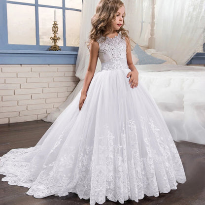 Red Christmas Clothes for Kids Girls Children's Pageant Performance Formal Gown Teen Girls Wedding Party