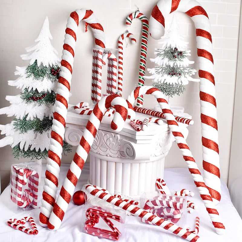 Christmas Decoration Red Christmas Candy Canes Christmas Tree Hanging Pendants Xmas New Year Home Decorations Kids Toys Navidad