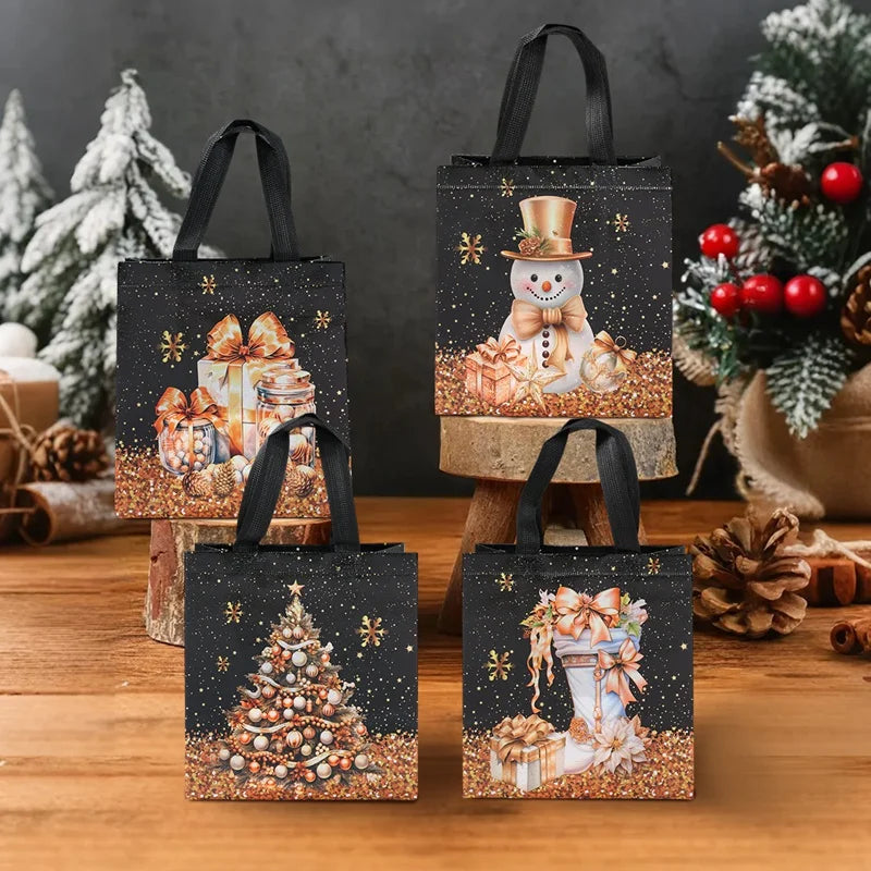 4pcs Christmas Gift Bags Christmas Party Decoration Kids Favors 2025 Xmas Santa Claus Hand Bags Navidad Natal New Year Gift 2026